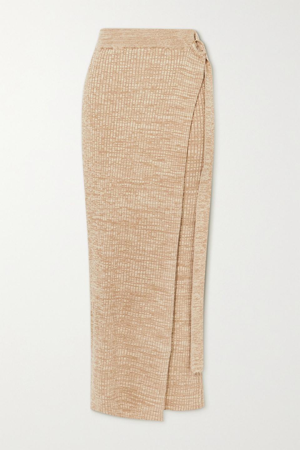 14) Matilde Layered Ribbed Cotton Maxi Skirt