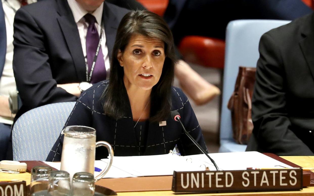 Nikki Haley, United States Ambassador to the United Nations addresses the The United Nations Security Council after a vote on sanctions resolution against North Korea - EPA