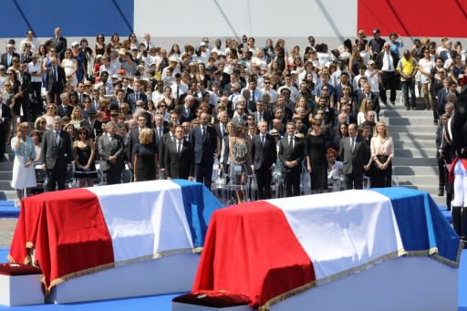 French President Emmanuel Macron was among the political dignitaries at the ceremony