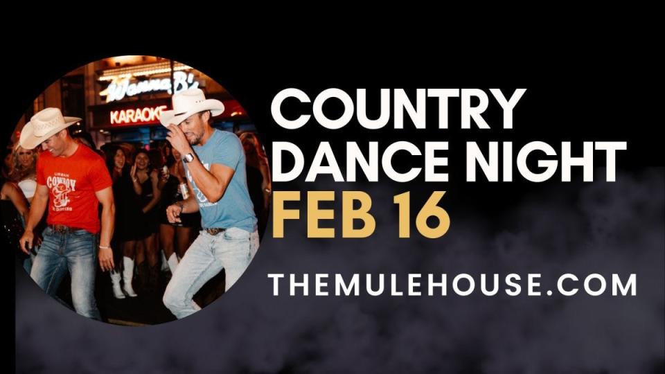 The Mulehouse will host another monthly Country Dance Night starting at 7:30 p.m. Friday.
