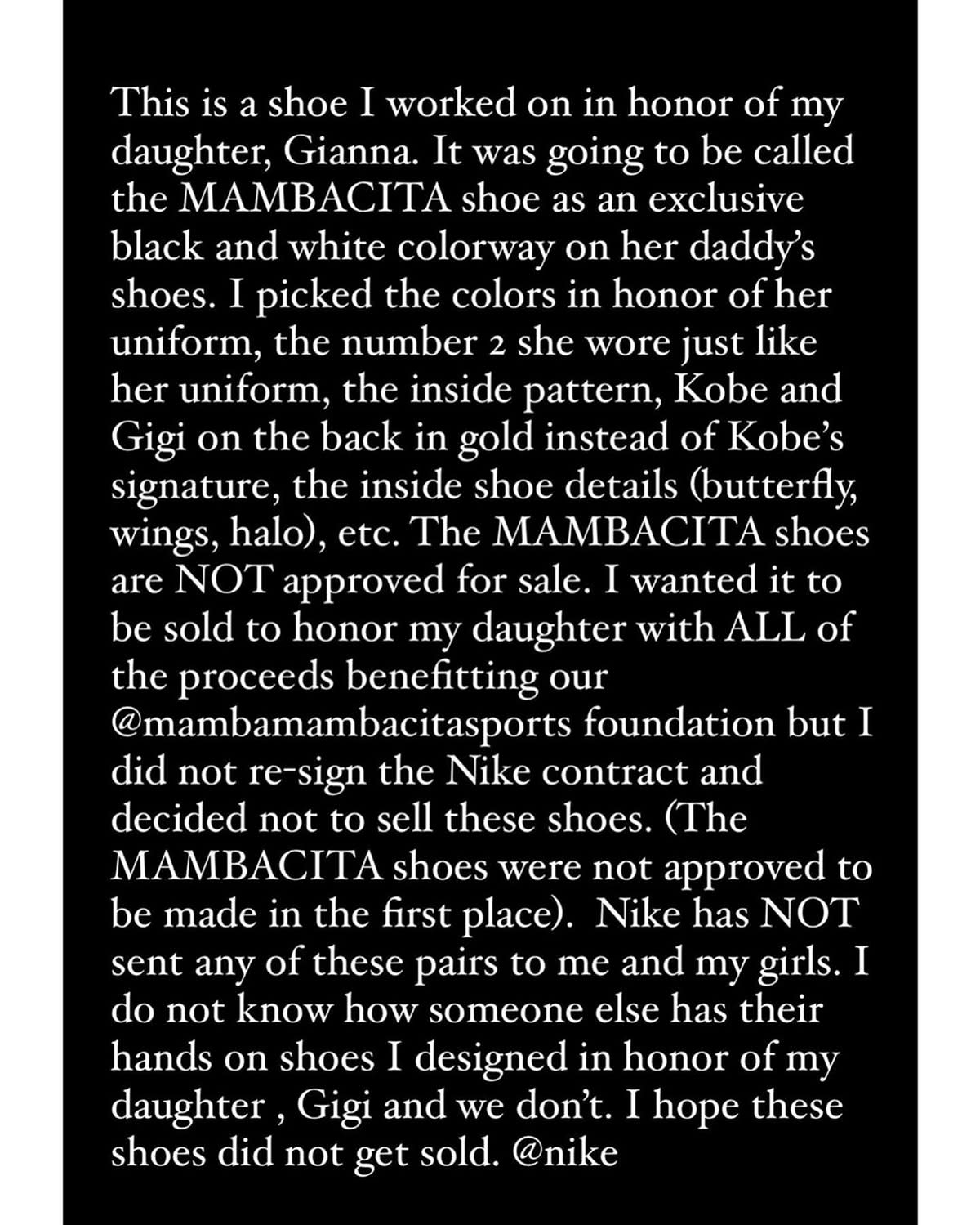 Vanessa Bryant Slams Nike for Releasing Unapproved Mambacita Shoe