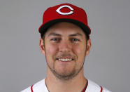 FILE - In this February 2020 file photo, Cincinnati Reds pitcher Trevor Bauer poses for a photo during baseball spring training in Goodyear, Ariz. Bauer won the NL Cy Young Award on Wednesday night, Nov. 11, 2020. (AP Photo/Ross D. Franklin, File)