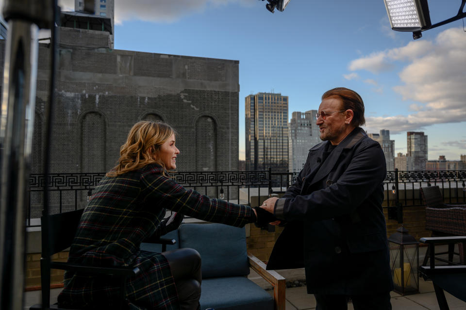 TODAY's Jenna Bush Hager chats with rock legend Bono. (Nathan Congleton / TODAY)