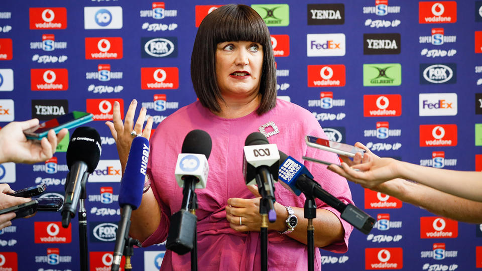 Raelene Castle, pictured here speaking to the media in Sydney.