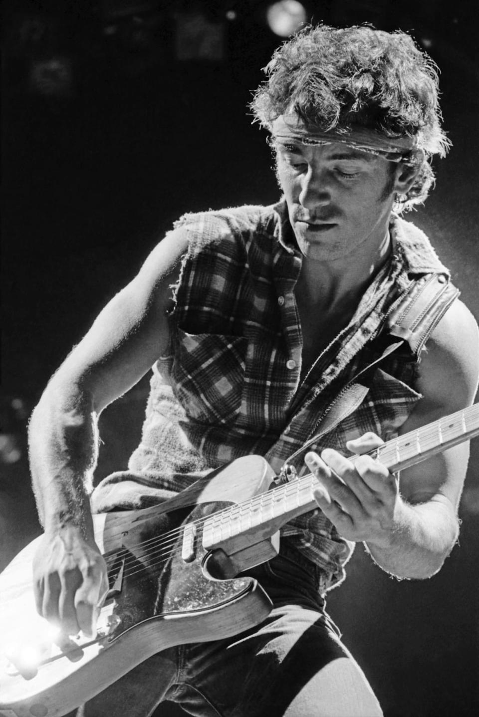 <div class="inline-image__caption"><p>Bruce Springsteen on stage at the Richfield Coliseum in Ohio, USA, on July 9, 1984.</p></div> <div class="inline-image__credit">Janet Macoska</div>