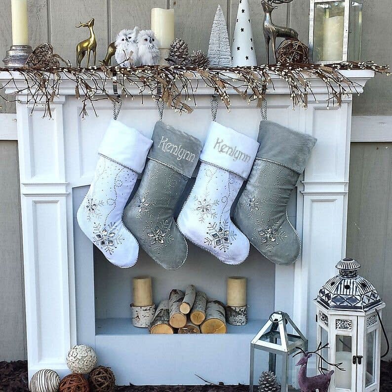 Silver White Velvet Stockings