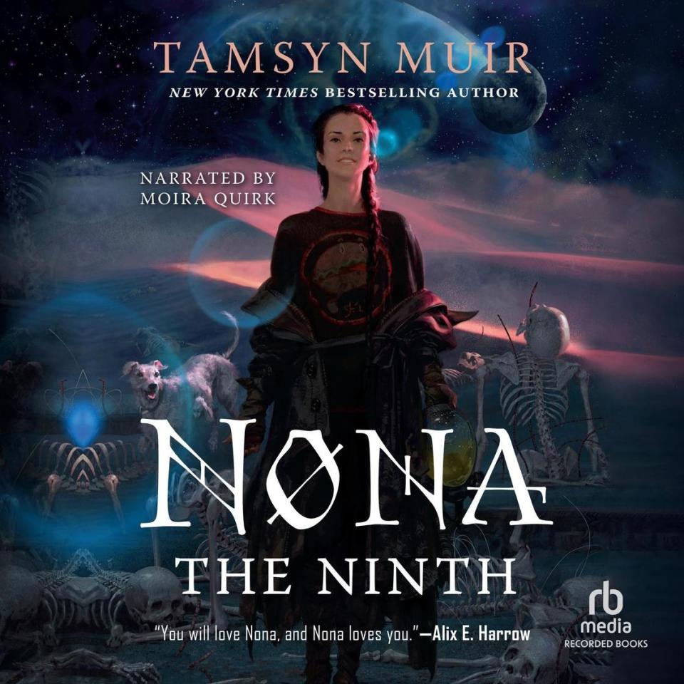 Narrated by: Moira Quirk What it's about: This is the third book in Muir's Locked Tomb series, so you'll want to start at the beginning if you haven't already read the first two. Set within a city facing collapse, if she had it her way, Nona would prefer to have an ordinary life. But six months ago, she woke up in the body of a stranger and would prefer not to give it back. With the threat of a monstrous blue sphere, leaders would like to believe Nona is the weapon that will save them from the Nine Houses. 