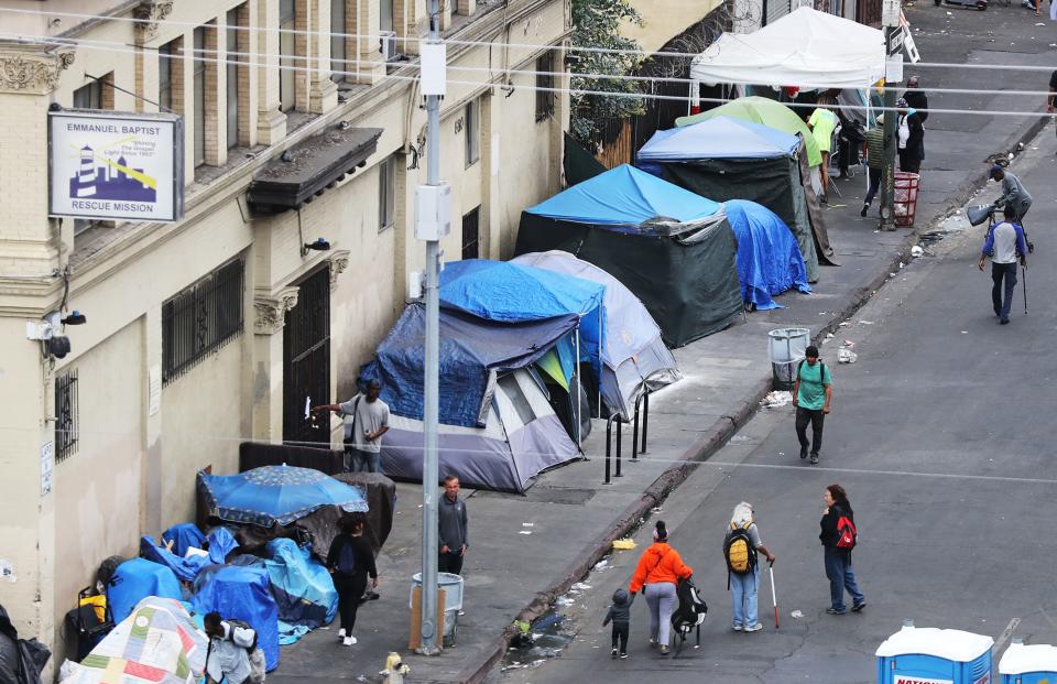 Homeless encampment in Los Angeles.