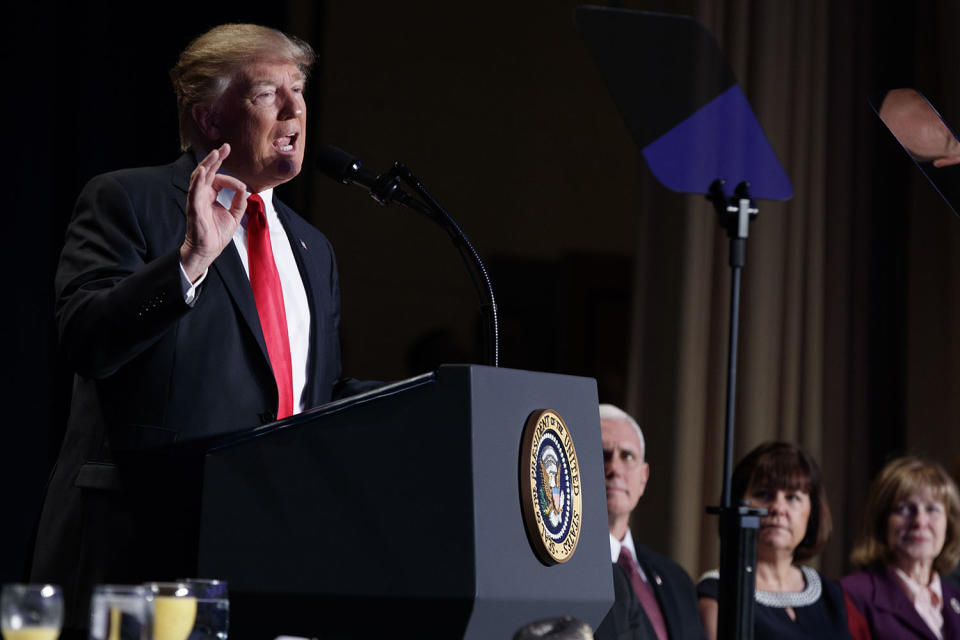 President Donald Trump speaks during the National Prayer Breakfast, Feb. 2, 2017, in Washington. (Photo: Evan Vucci/AP)