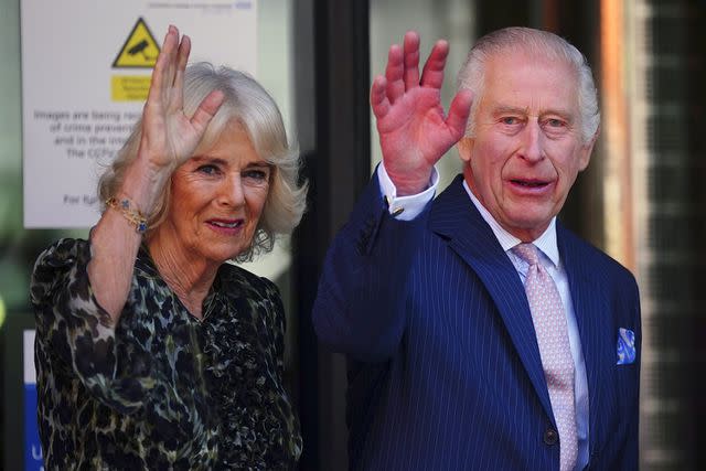 <p>Press Association via AP Images</p> King Charles and Queen Camilla visit University College Hospital in London on April 30, 2024.