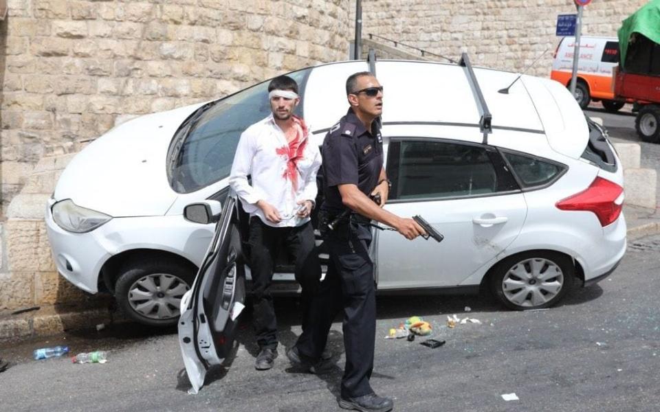 A car crashed near the Lions Gate at Temple Mount - ABIR SULTAN/EPA-EFE/Shutterstock