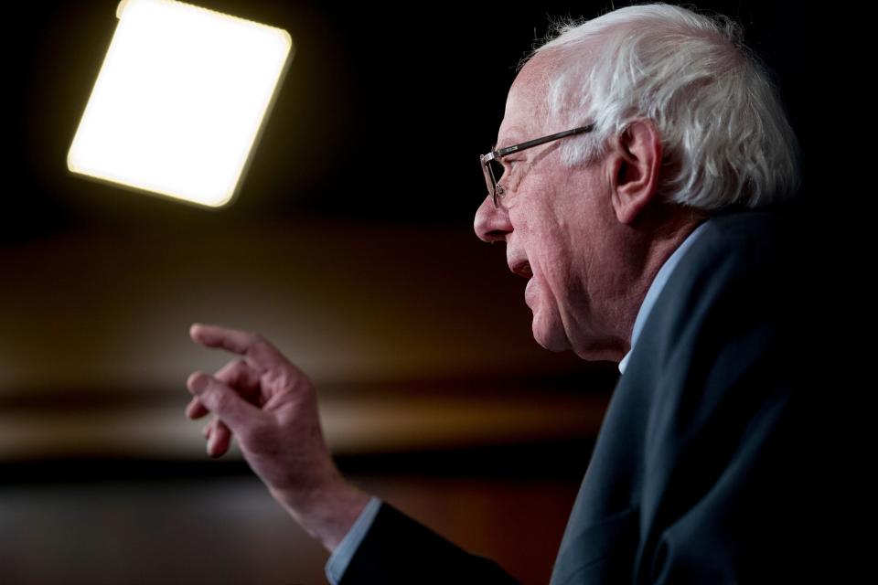 In this Jan. 30, 2019, photo, Sen. Bernie Sanders, I-Vt., speaks on Capitol Hill in Washington. Sanders on Thursday released a plan to significantly hike taxes on the wealthiest 0.2 percent of Americans, the latest in a series of proposals from Democratic presidential contenders to combat income inequality by shifting tax burdens to the upper class.