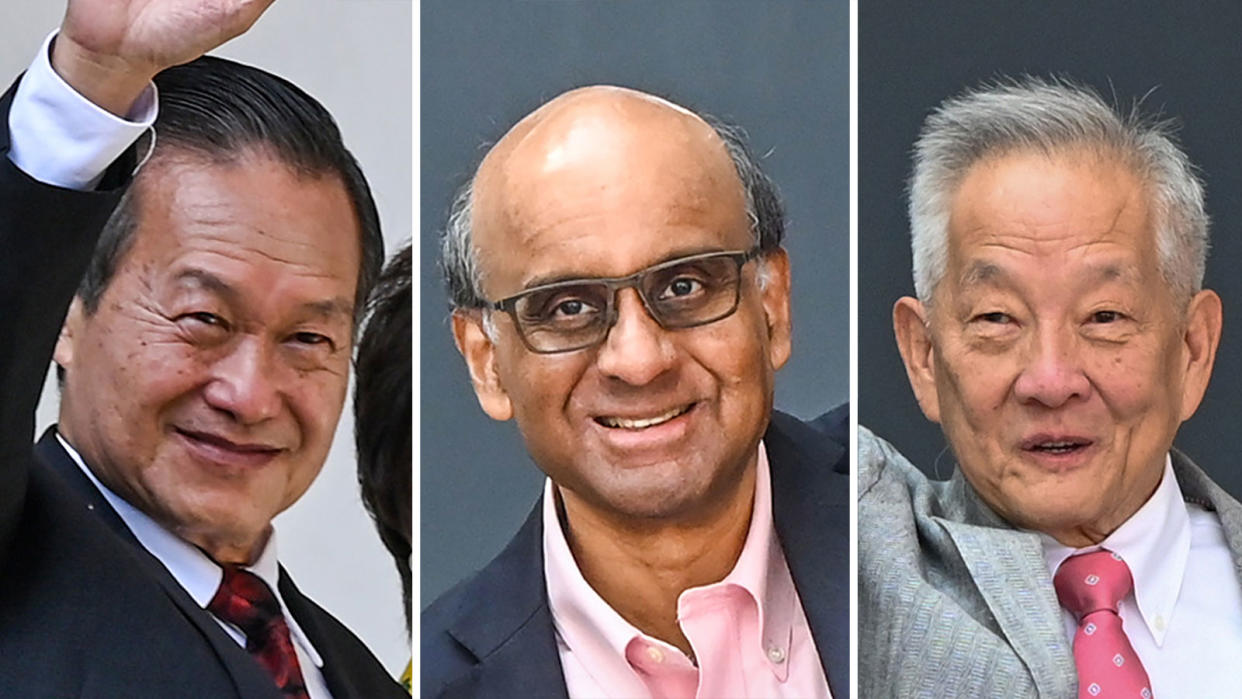 Tan Kin Lian, Tharman Shanmugaratnam, and Ng Kok Song (Photos: AFP)