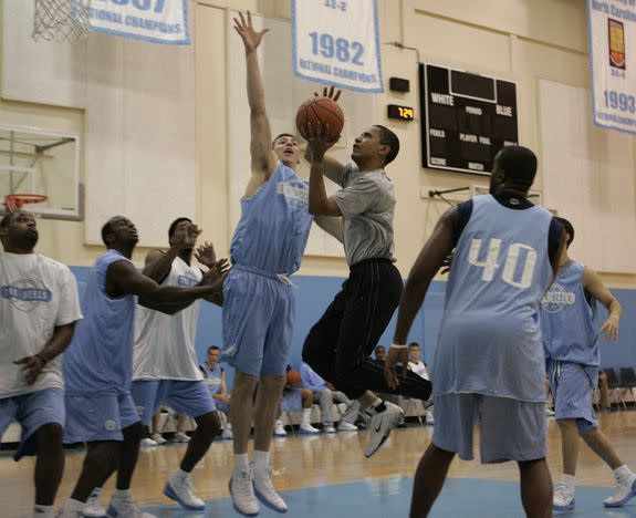 Obama takes it to the hole against North Carolina in 2008.