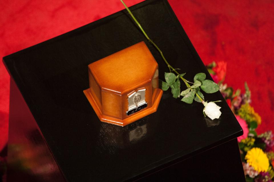 The urn containing the remains of Mexico's late Latin music legend Juan Gabriel.