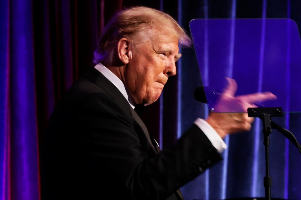 Former President Donald Trump speaks at the New York Young Republican Club Gala at Cipriani Wall Street on 9 December (Getty Images)