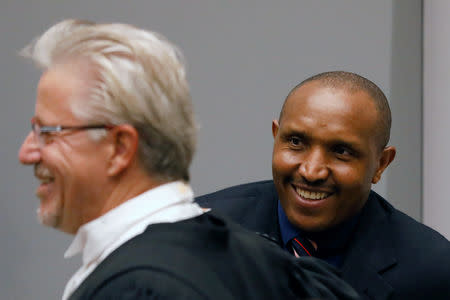 Congolese warlord Bosco Ntaganda stands next to his lawyer Stephane Bourgon in the courtroom of the ICC (International Criminal Court) during the closing statements of his trial in the Hague, the Netherlands August 28, 2018. Bas Czerwinski/Pool via REUTERS