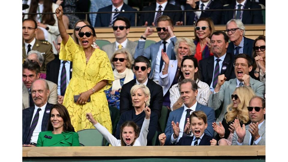 William, Kate, George and Charlotte react in royal box at Wimbledon