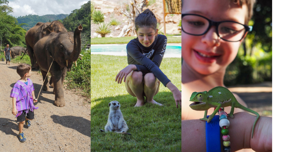 Mia, Colin and Laurent got to see wild animals in-person before they lose their vision. (Submitted by Edith Lemay)