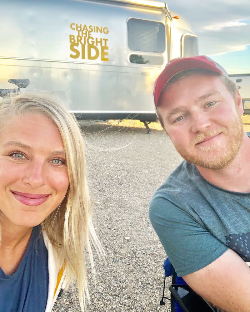 Jess Ekstrom with husband Jake Kahut and their Airstream | Courtesy Jess Ekstrom