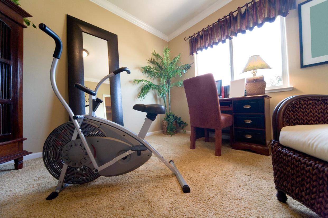 exercise bike in room at home