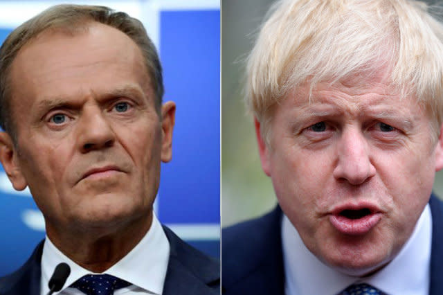 Donald Tusk and Boris Johnson