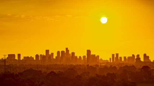 Heat wave over a city skyline