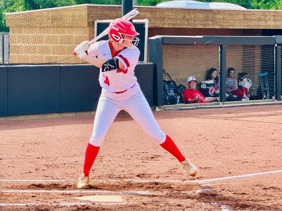 Liberty Union sophomore Suzie Shultz has not only raised her game in the circle, but she is getting it done at the plate with a .568 batting average and 33 RBIs.