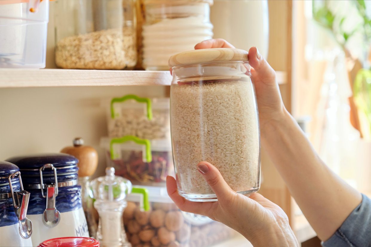 Rice in a glass jar