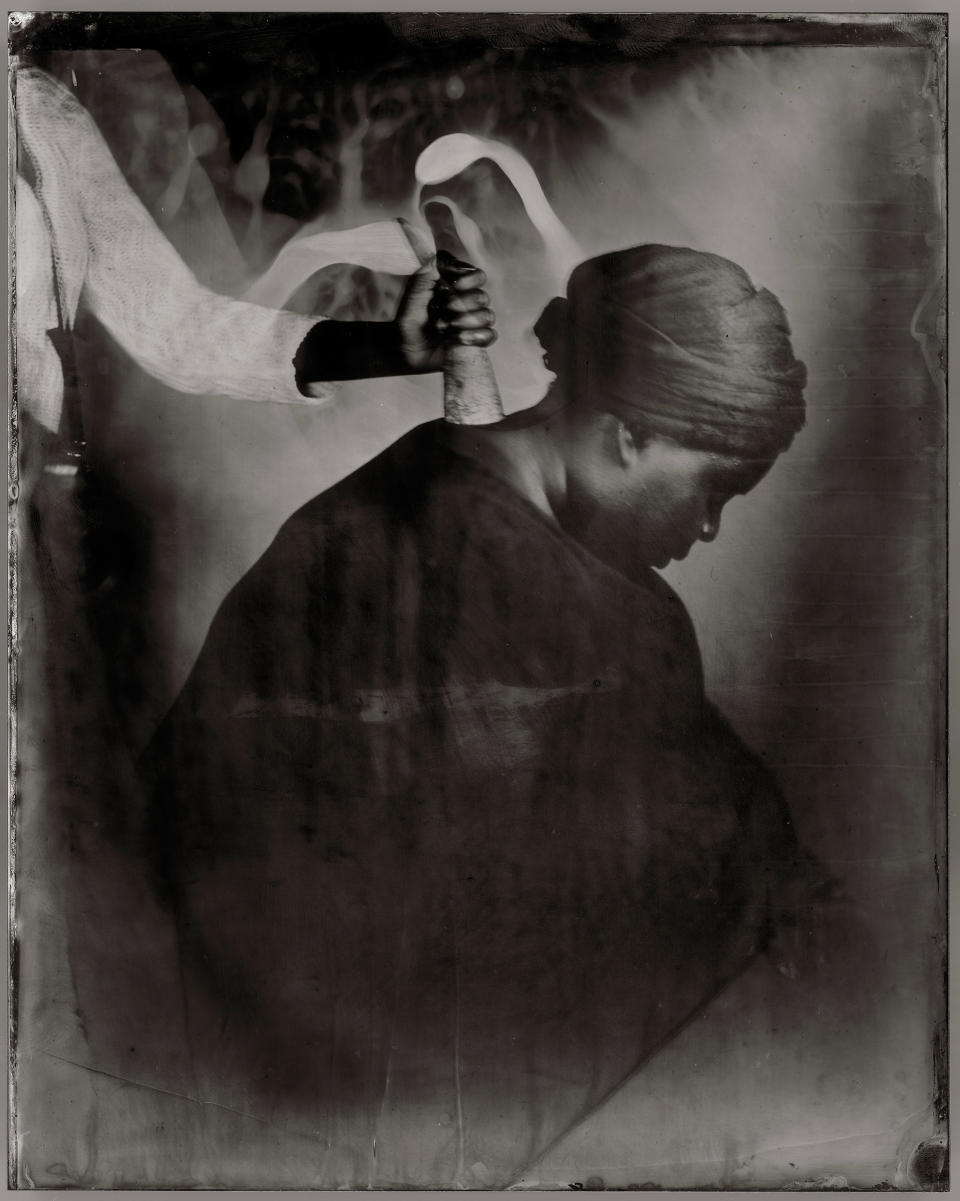 Nak Bejjen, 2017. From the series: Dwelling: in this space we breathe. Photograph, wet plate collodion tintype on metal. 250 x 200 mm