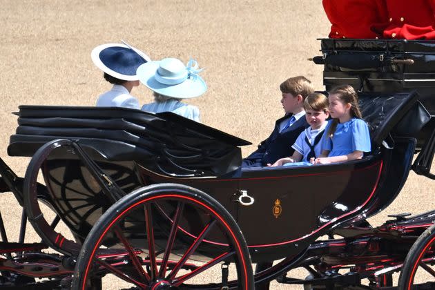 The Duchess of Cambridge and Duchess of Cornwall rode alongside George, Louis and Charlotte. (Photo: Jeff J Mitchell via Getty Images)