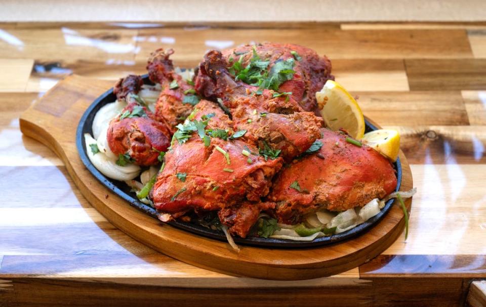 Full Tandoori chicken plate at Tandoori Flame restaurant on 10th Street in Modesto, Calif., Wednesday, Sept. 27, 2023.