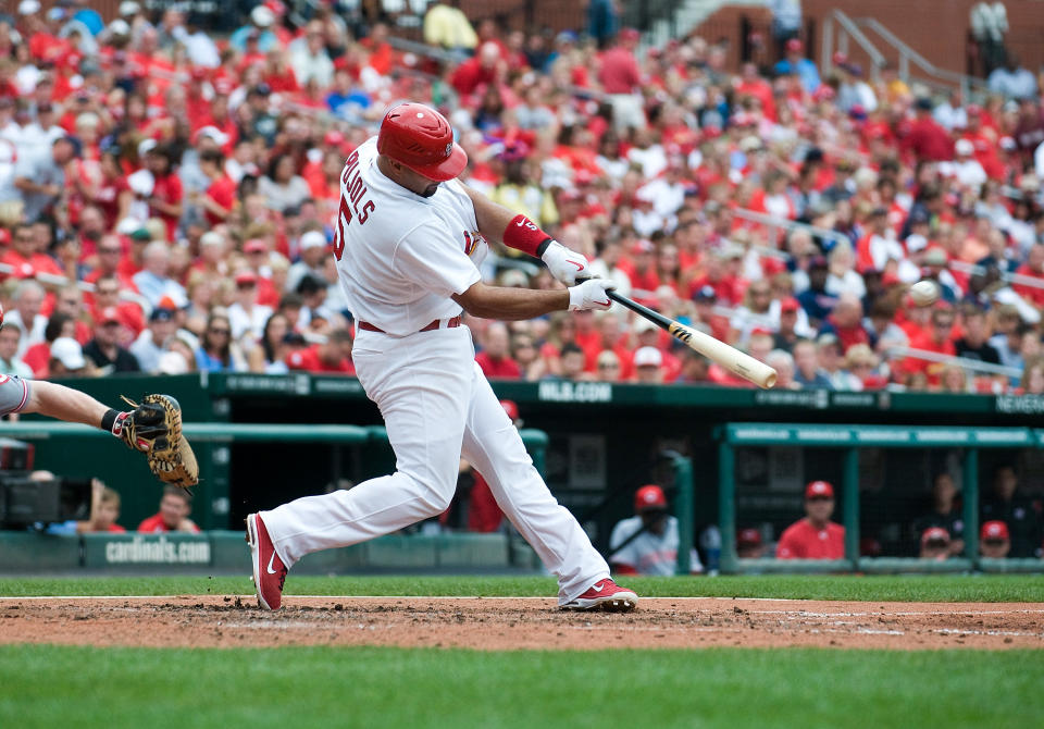 Albert Pujols在聖路易紅雀有著輝煌的紀錄。（Photo by Jeff Curry/Getty Images）