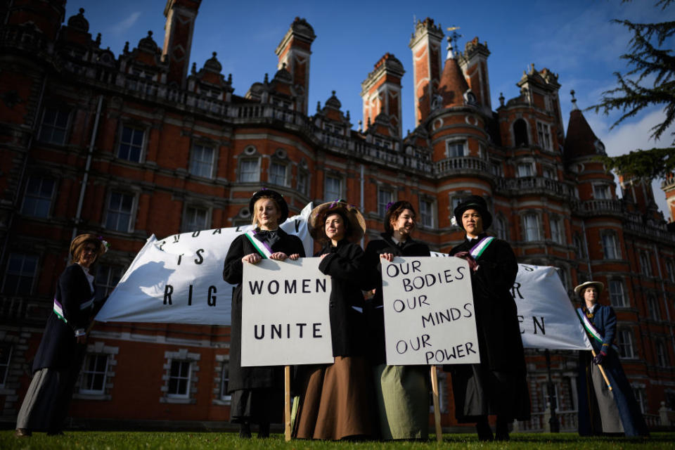 Students At The Royal Holloway College Re-create Famous Suffrage March