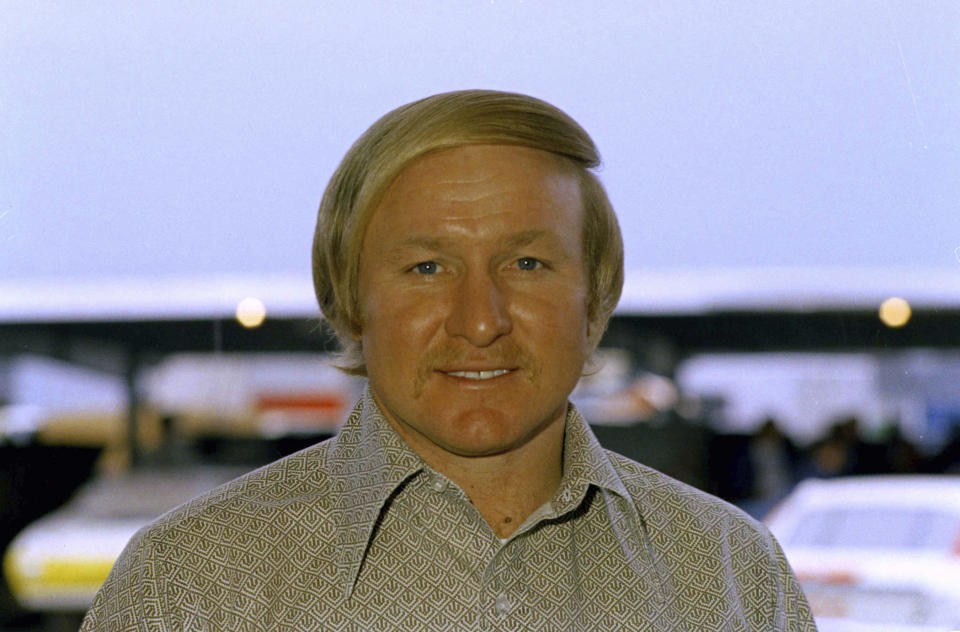 FILE - Cale Yarborough, stock car racer, is seen in this 1972 photo. Darlington Raceway will pay tribute to the late NASCAR Hall of Famer Cale Yarborough by displaying his No. 29 1988 Oldsmobile Cutlass during its throwback weekend at the Goodyear 400 in May. (AP Photo, File)