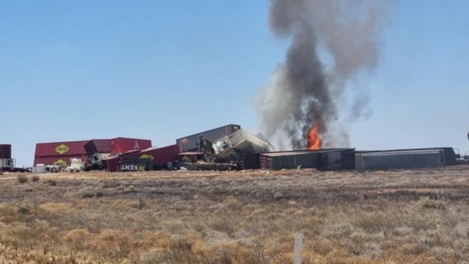 Supplied Editorial Police were called to Bindarrah this morning after reports of a truck\n and train crash.(ABC News: Bill Ormonde)