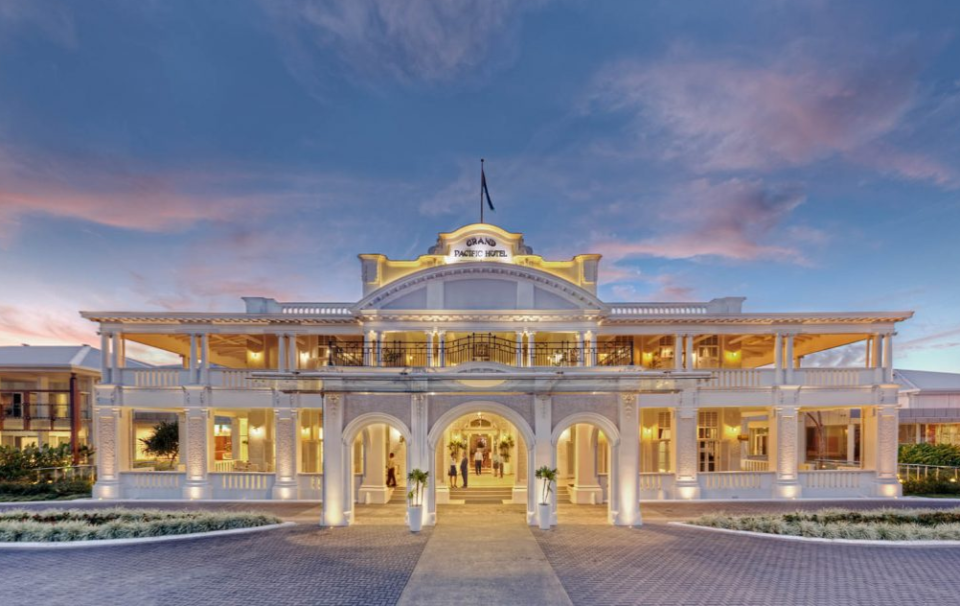 Grand Pacific Hotel at sunset