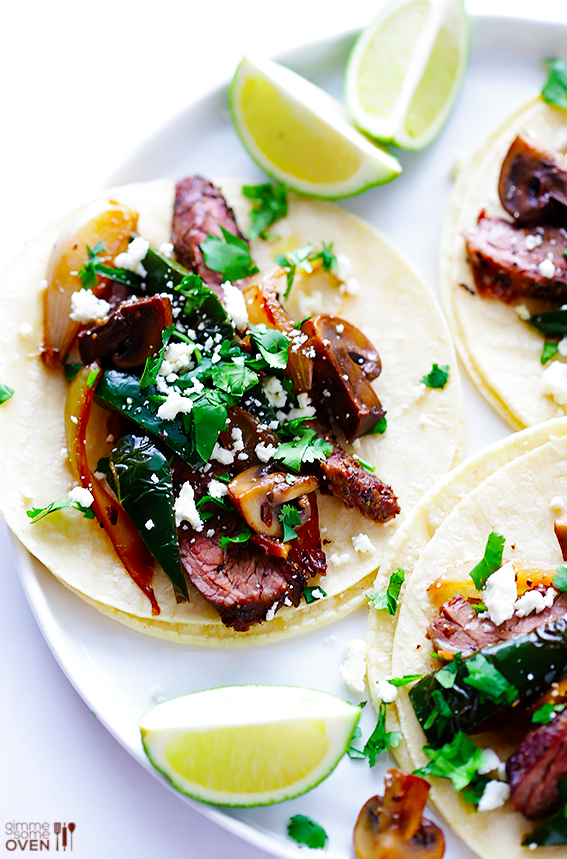 Recipe: Steak, Poblano & Mushroom Tacos