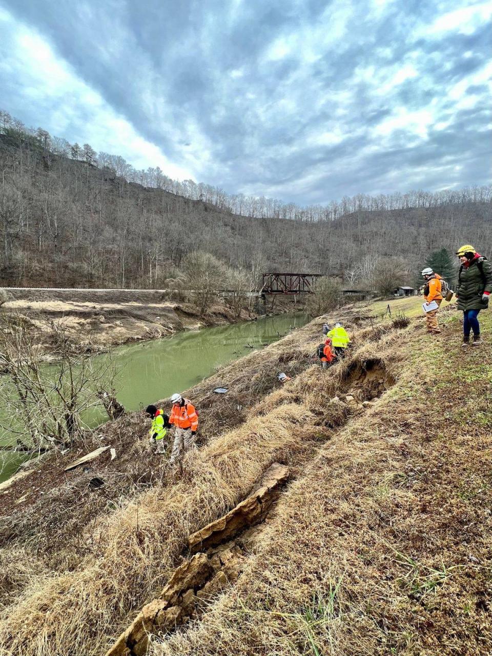 Some of the 160 ground searchers comb through areas in Breathitt County in search of 60-year-old Vanessa Baker on January 7, 2023.