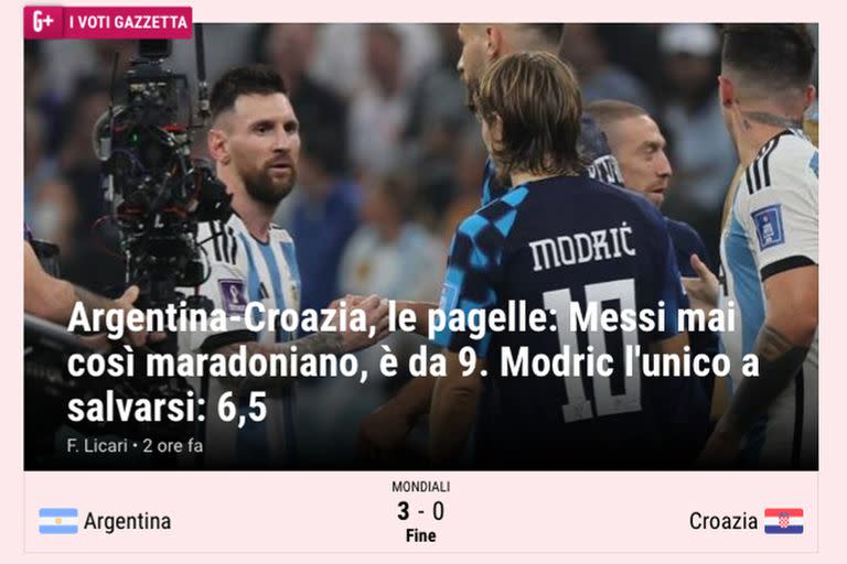 Nueve puntos del italiano La Gazzetta dello Sport a un Messi "nunca tan maradoniano".