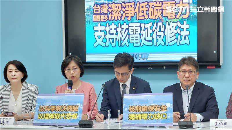 國民黨立法院黨團召開「台灣需要更多潔淨低碳電力 支持核電延役修法」記者會（圖／記者陳怡潔攝影）