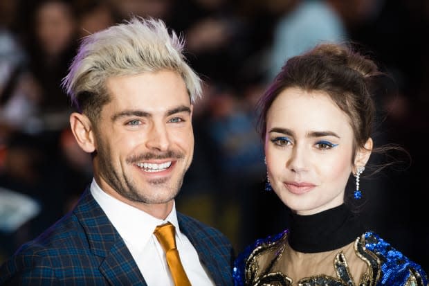 Zac Efron and Lily Collins in 2019 at the premiere of Ted Bundy biopic "Extremely Wicked, Shockingly Evil and Vile"<p>Samir Hussein/WireImage</p>