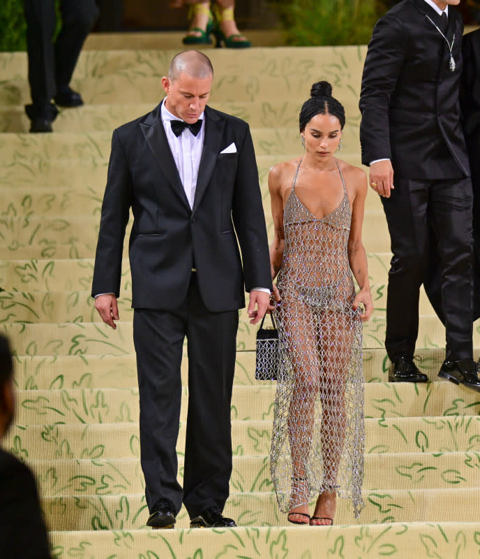 Channing Tatum and Zoe Kravitz leave the 2021 Met Gala Celebrating In America: A Lexicon Of Fashion at Metropolitan Museum of Art on Sept. 13, 2021, in New York City.<p>James Devaney/Getty Images</p>