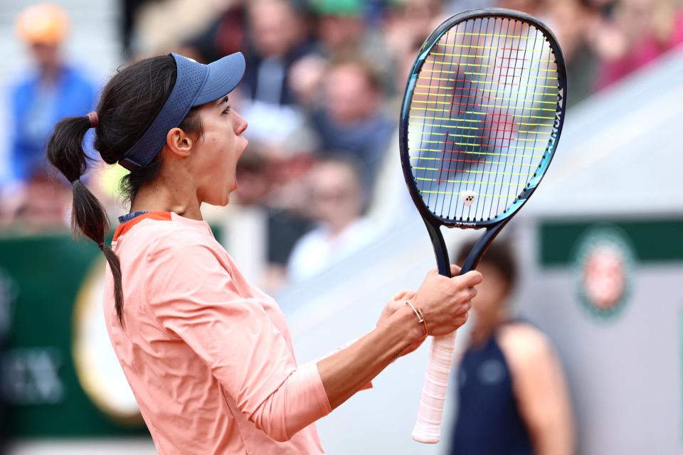 Serbia's Olga Danilovic celebrates winning the second set (AFP via Getty Images)