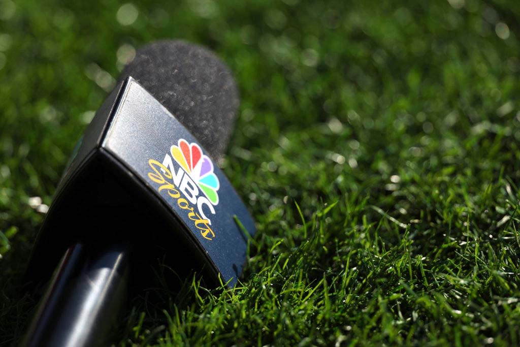  Microphone with NBC Sports logo. 