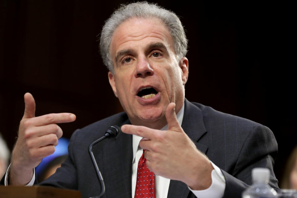 U.S. Justice Department Inspector General Michael Horowitz testifies before the Senate Judiciary Committee in the Hart Senate Office Building on Capitol Hill June 18, 2018 in Washington, DC.  (Photo: Chip Somodevilla/Getty Images)