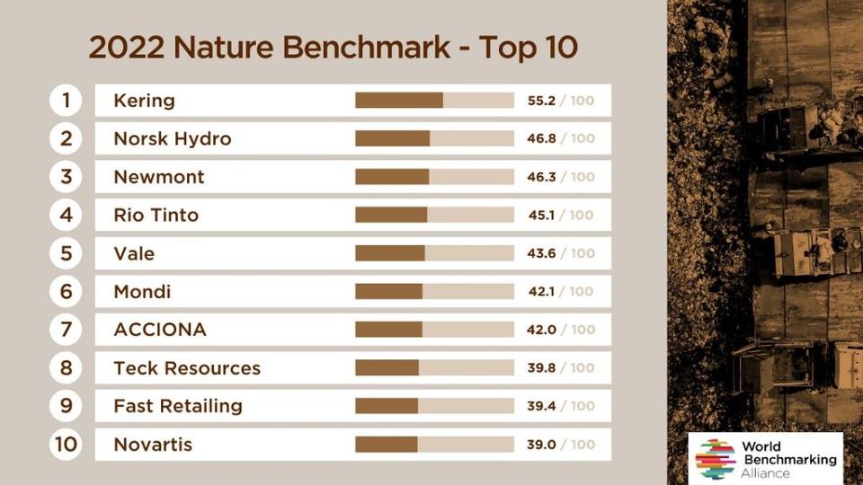 首次公布的 Nature Benchmark 排行榜前十名。圖片來源： WBA