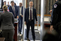 Facebook CEO Mark Zuckerberg arrives for a House Financial Services Committee hearing on Capitol Hill in Washington, Wednesday, Oct. 23, 2019, on Facebook's impact on the financial services and housing sectors. (AP Photo/Andrew Harnik)