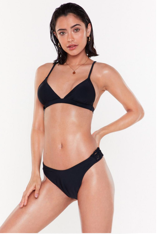 Nasty Gal Champagne Crochet Racerback Bikini Set