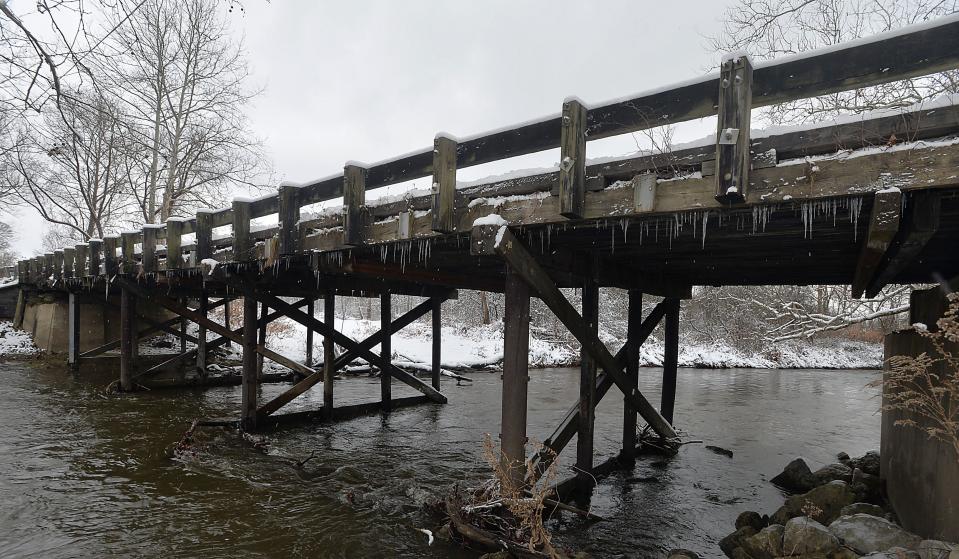 The bridge carrying Union-LeBoeuf Road across the South Branch of LeBoeuf Creek in LeBoeuf Township is shown on Tuesday. Township-owned spans dominate the Federal Highway Administration inventory of poor bridges in Erie County with 32 of the 51 bridges listed. And they can qualify for federal infrastructure funding.